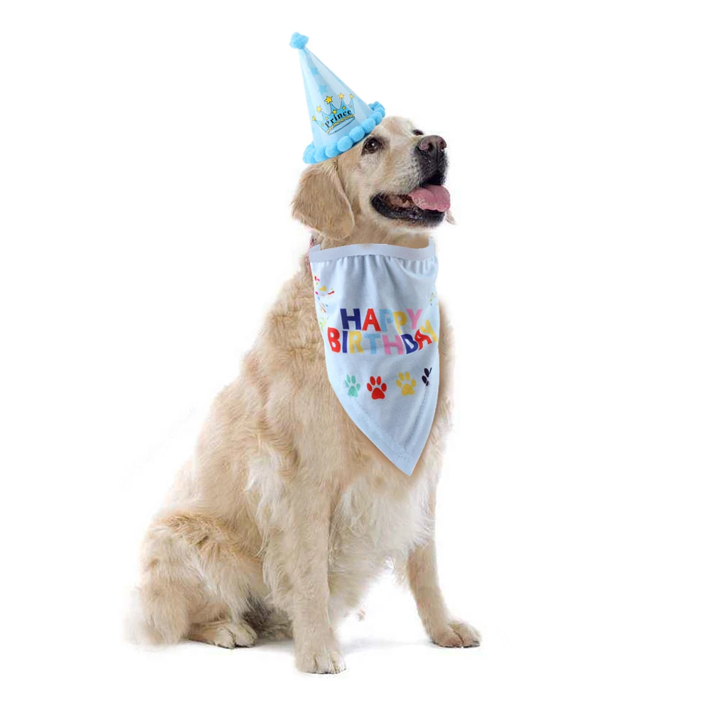 

Dog Birthday Bandana with Party Cone Hat Great Birthday Outfit & Decoration Set