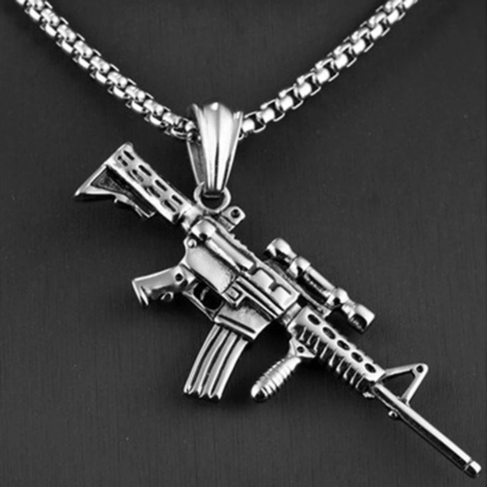 Ожерелье с подвеской в виде пистолета Free Fan AK47 мужская длинная цепочка готическом