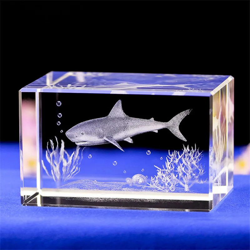 

Хрустальные 3D Резные животные акулы, поделки, стеклянные украшения, фигурки, свадебные подарки, домашний декор