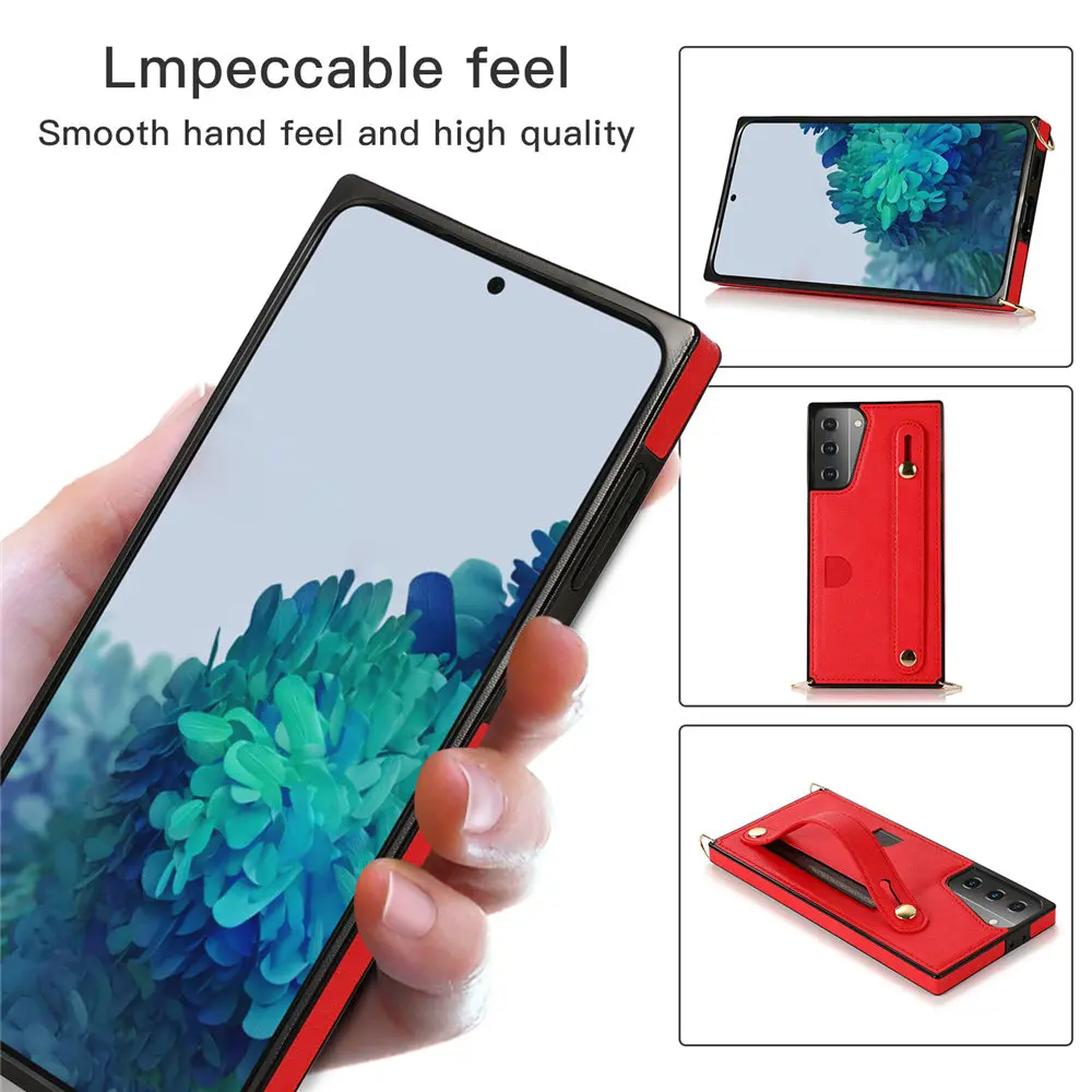 Кожаный квадратный чехол для Samsung Galaxy S22 S21 S20 Plus Ultra S20FE | Мобильные телефоны и