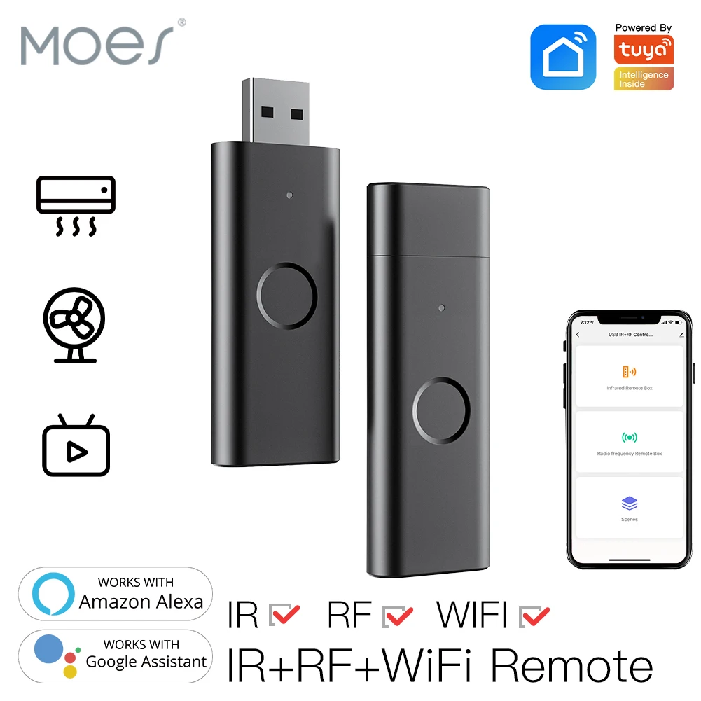 

Tuya Smart Infrared WiFi Remote Controller Wireless USB IR+RF Controller for TV Fan Smart Home Automation Support Alexa Google