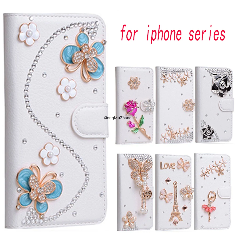 

Fashion Crystal Rhinestone Bling Diamond Flip Leather Wallet Case for IPhone 11 12 Pro Max 8 7 6 6s Plus Xr XsMax X Xs SE2020 12