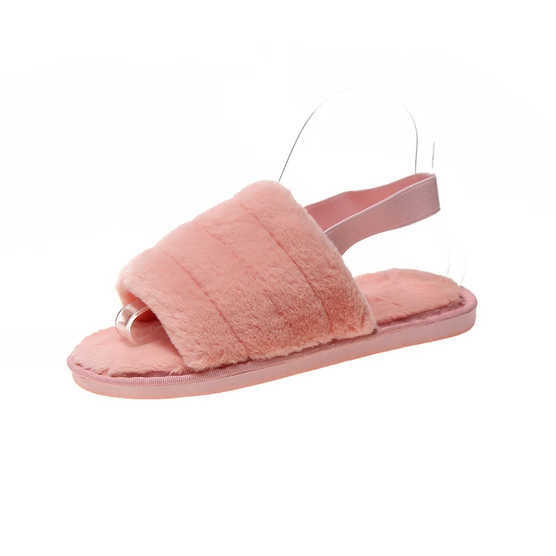 Pink Новинка года; зимние домашние тапочки на платформе; домашние тапочки на плоской подошве; плюшевые розовые милые тапочки; теплая нескользящая обувь унисекс - Цвет: Pink