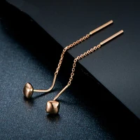 Pure 18K Rose Gold Earrings AU750 Rose Gold Long Dangle Earrings