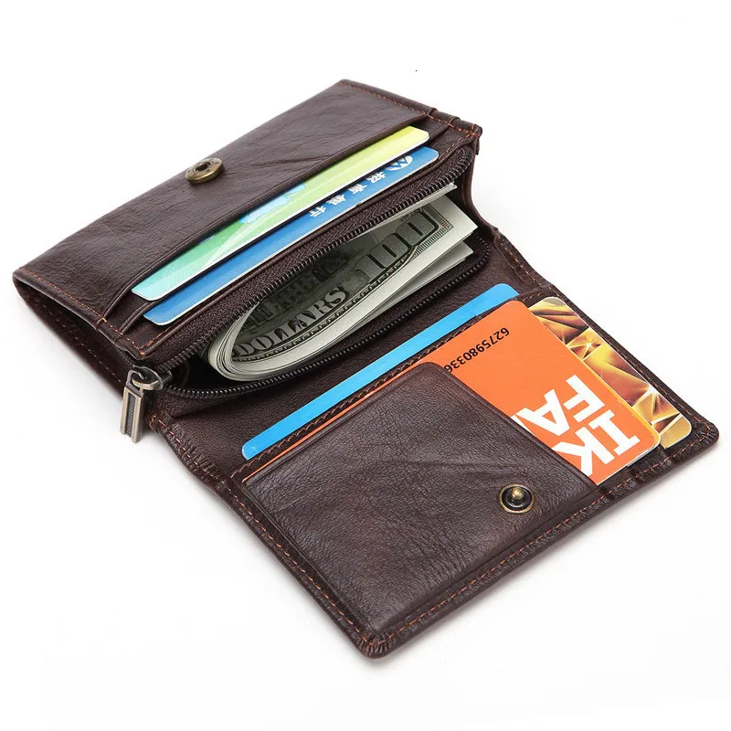 

2020 Portable Mini- Small Change Package Man And Exquisite Pocket Genuine Leather Two Discount Card Oil Wax porte monnaie femme