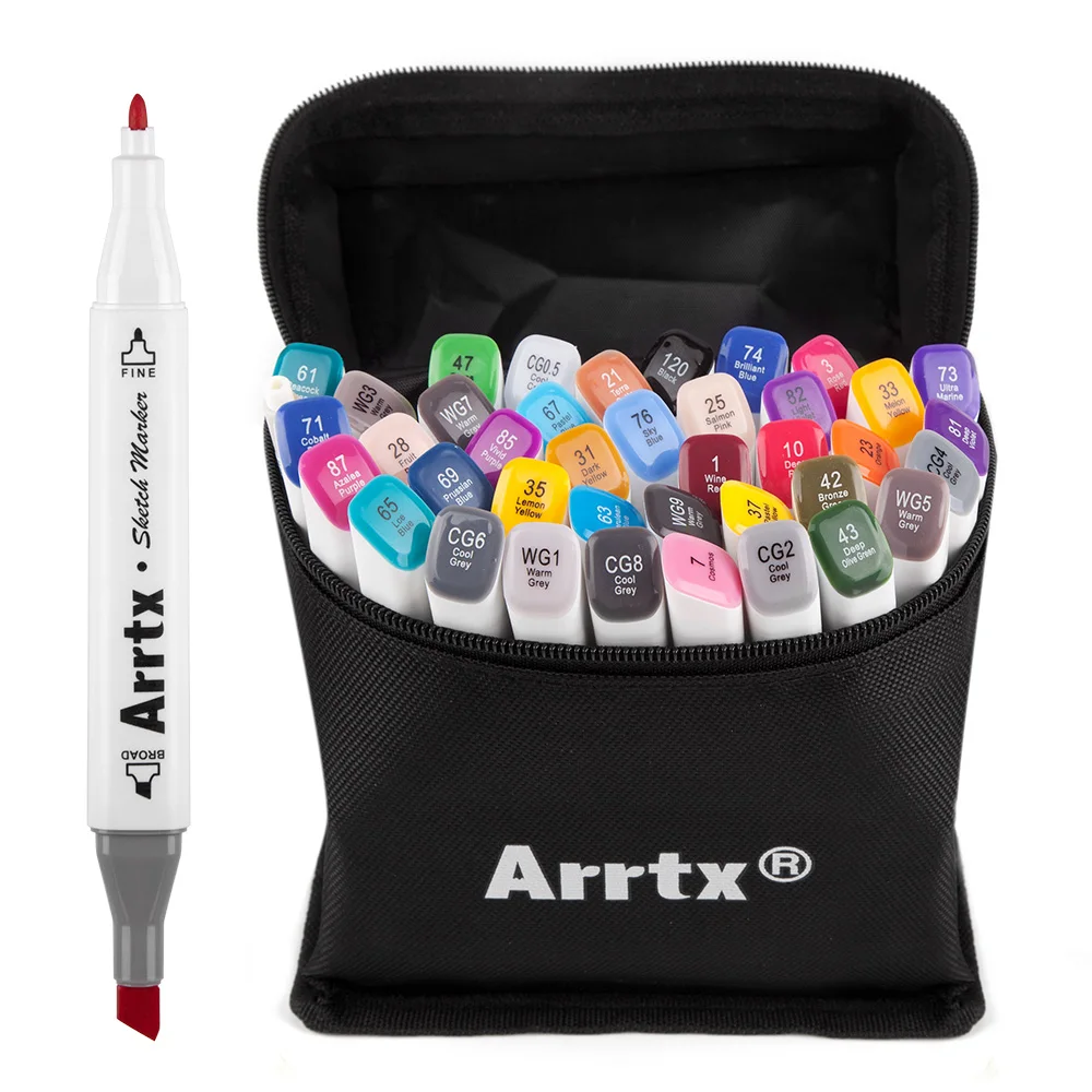 

Art Marker Pen 40 Colors Art Markers Double-Tip Sketch Markers Alcohol Based Art Supplies