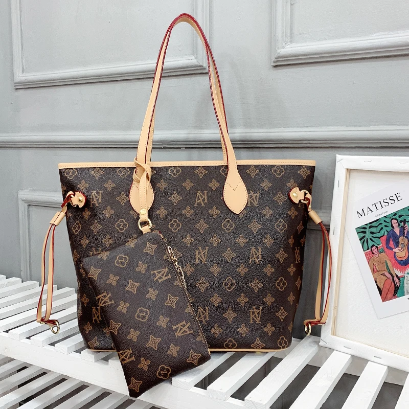 

Classic Printed Pattern Tote Bag for Women 2020 New Fashion Single Shoulder Handbags Ladies Genuine Leather Hand Bag Louis Brand