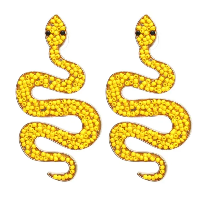 

Vintage Long Snake Earrings for Women Jewelry European Resin Beads Ear Stud Handmade Women Drop Earings Girls Gift