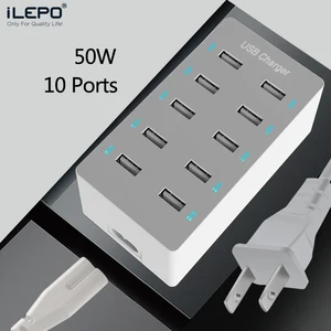 ilepo 50w usb charger 5v2 4a 10 ports multiple usb charging station multi port device fast charger for iphone xiaomi samsung free global shipping