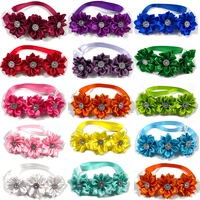 3050pcs pet dog flowers bowties collar with shiny rhinestones bright color neckties bows pet grooming supplies dog accessories