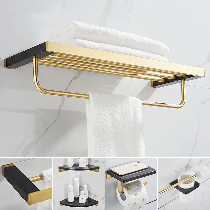 Набор аксессуаров для ванной комнаты Золотая полка из матового материала