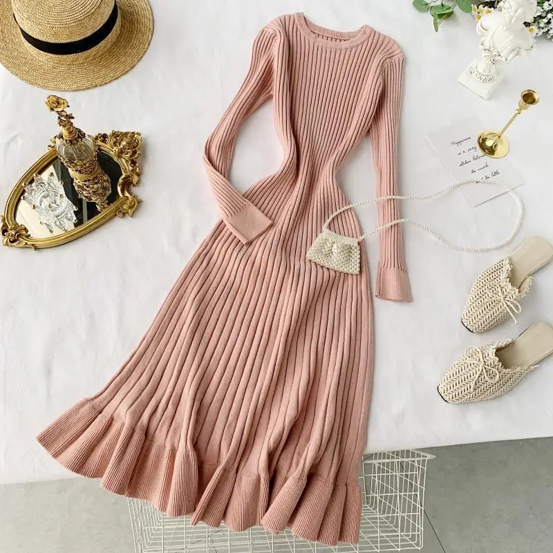 Женское длинное платье vestidos новинка 2019 осень зима тонкое ТРАПЕЦИЕВИДНОЕ