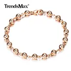 Браслет-цепочка женский из круглых бусин, 68 мм, розовое золото 585 пробы, CBM02