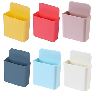 wall mounted storage organizer box rack remote control air conditioning mobile phone plug holder container pen holder punch free free global shipping