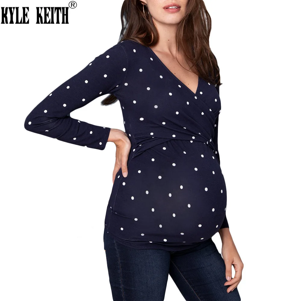 

Plus Size Women Pregnancy Clothes Tshirt V Neck Nursing Clothes Breastfeeding Long Sleeve Maternity Pregnant T Shir Enfermera