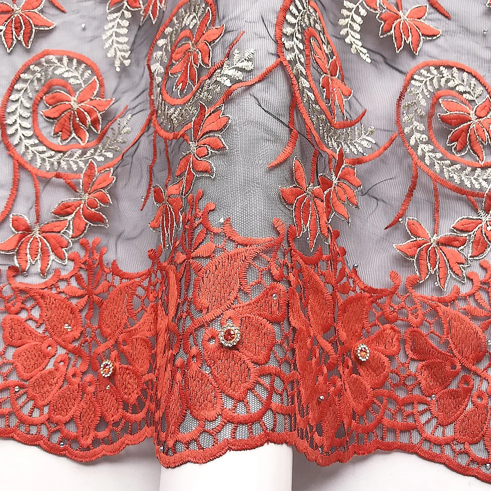 2022 оранжевая французская Тюлевая Кружевная Ткань 5 ярдов Свадебный швейцарский