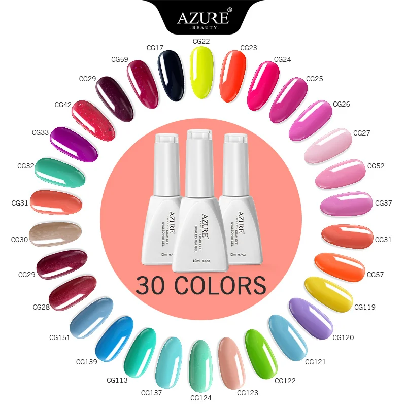 Azure beauty 30 шт полный цвет Полупостоянный светодиодный Гель лак набор замачивания