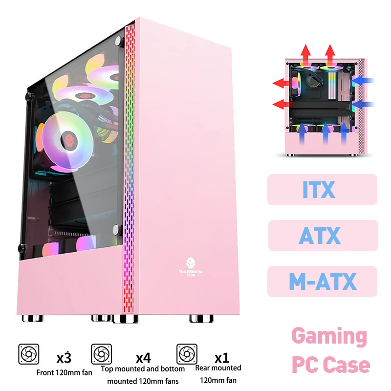 

Настольный компьютер ПК игровой чехол поддержка ATX/ITX/MicroATX материнская плата закаленное стекло вода/вентиляторы охлаждение USB3.0 пустой корп...