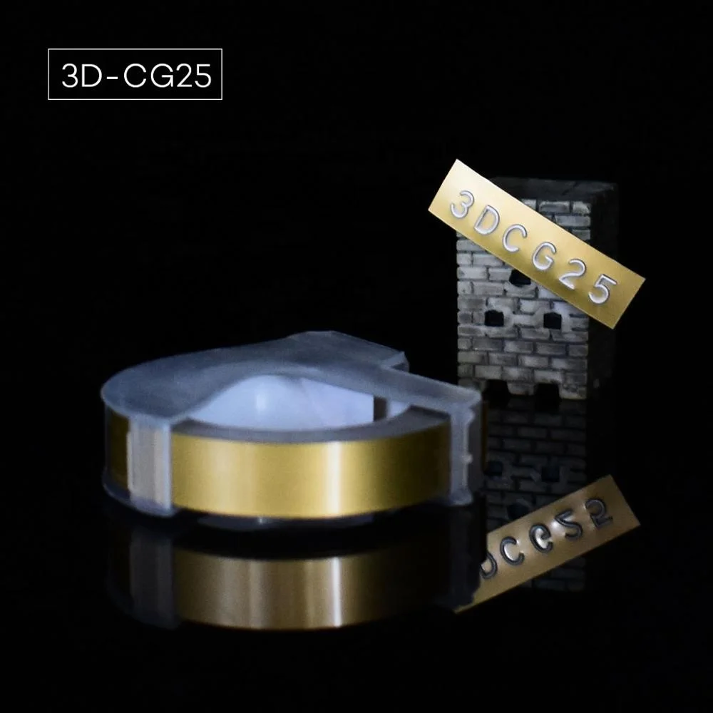 champagne 1 рулон 6/9/12 мм 3D для тиснения, из ПВХ этикетки ленты совместимый с dymo 1610 1880 12965 ручной принтеры этикеток для Motex E101 этикетка производители - Цвет: champagne