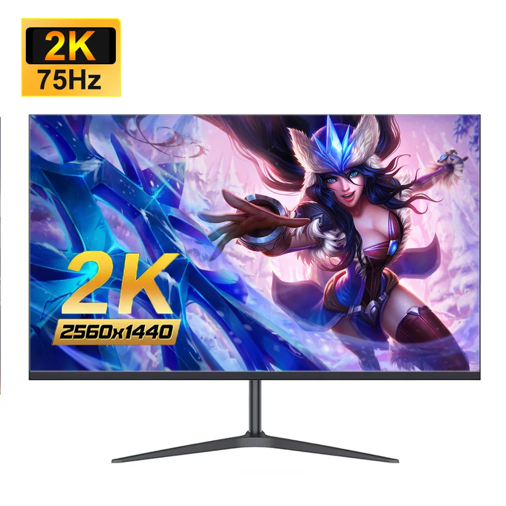 24 Inch 2K Monitor 75Hz Desktop PC IPS Panel 100%sRGB 8bit Hi-FRC 2560*1440 VESA 100*100 HDMI/DP Professional Color Display