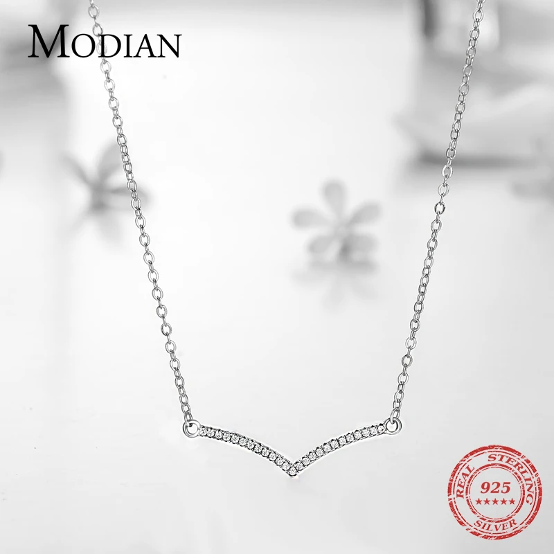 Modian, простая модная подвеска из кубического циркония, настоящее 925 пробы, серебряная цепочка, цепочка, ожерелье для женщин, свадебные Серебряные украшения