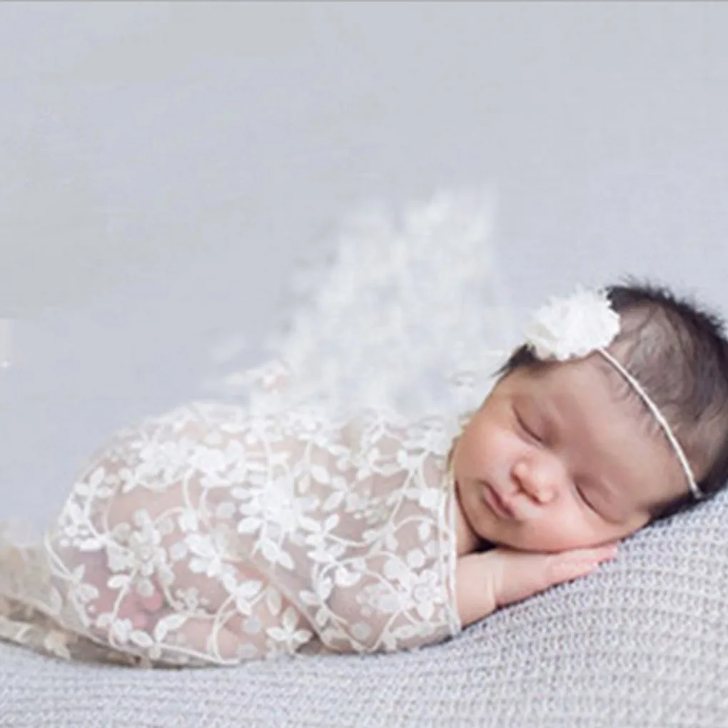 Envolturas de encaje para fotos de reci&eacute;n nacidos, accesorios de encaje bordado, manta, bufanda, accesorios para fotos de beb&eacute;s, mantas suaves para sesi&oacute;n de fotos de ni&ntilde;as-4