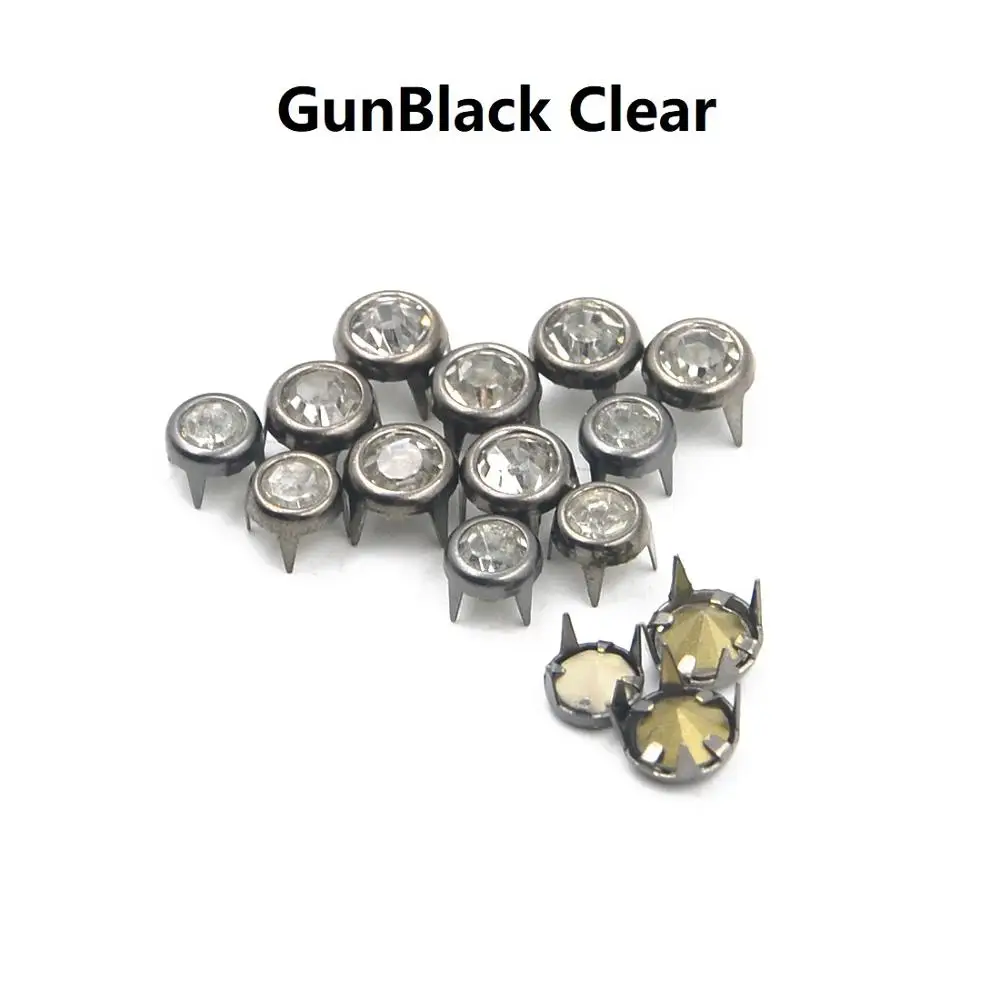 Gunblack Clear 50 шт., все размеры, круглые хрустальные шпильки, точечные шипы, заклепки, голова гвоздика, модные, сделай сам, кожа, ремесло, для обуви, одежды, сумки, части, украшения - Цвет: Gunblack Clear