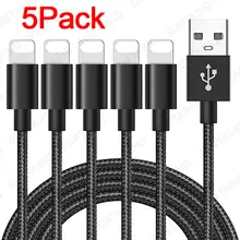 5Pack USB Cable For iPhone 12 13 Pro Max 11 XS XR 6s 7 8 5s Plus Apple iPad Fast Charging Data Charger Mobile Phone Cord Wire