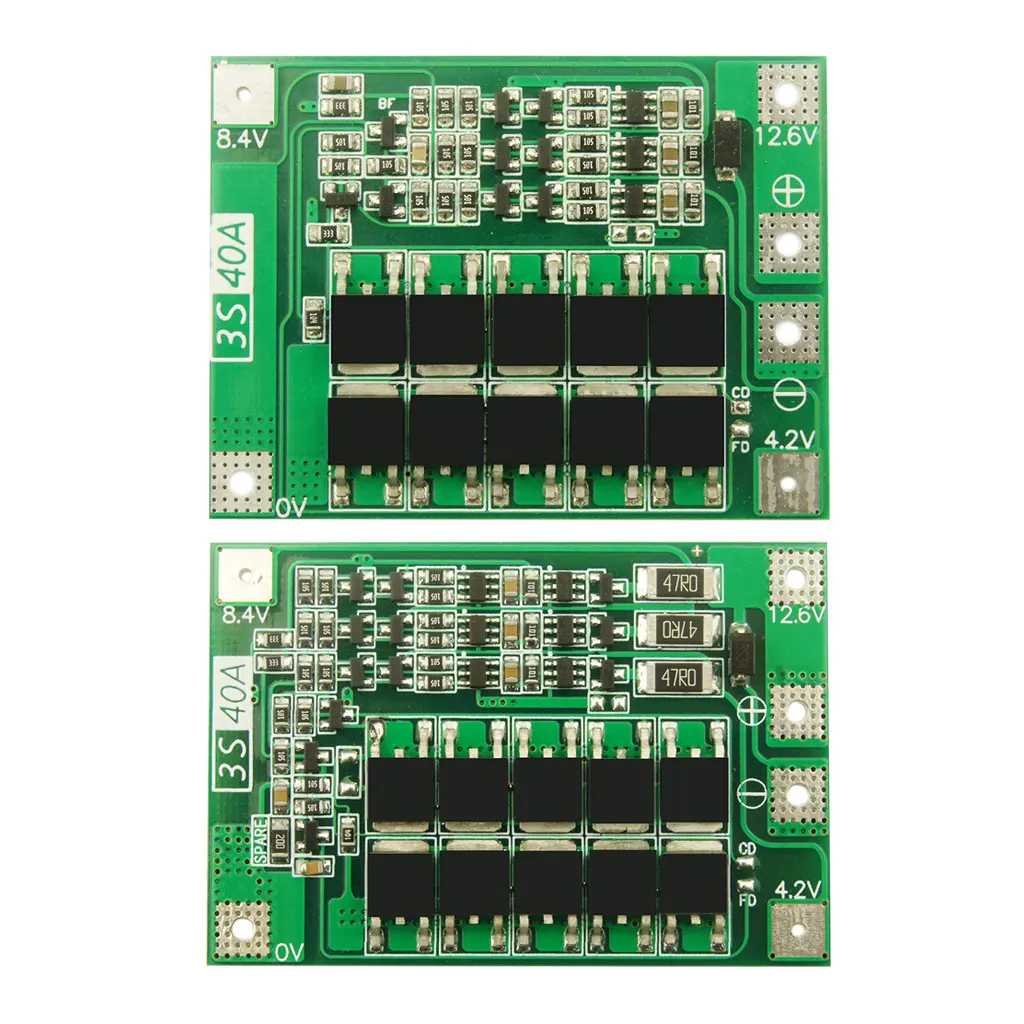 

Модуль защиты PCB BMS 3S 40А, защитная плата зарядника литий-ионных и литий-полимерных батарей для двигателя перфоратора, 12,6 В, с балансиром