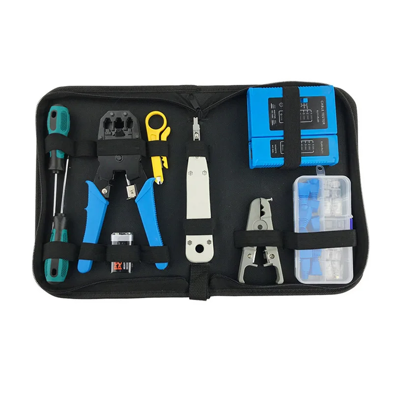 

DWZ Computer Network Repair Tool Kit LAN Cable Tester Wire Cutter Screwdriver Pliers Crimping Maintenance Tool Set Bag