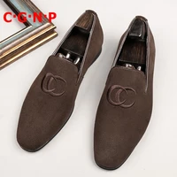 c%c2%b7g%c2%b7n%c2%b7p high quality suede shoes summer embroidery loafers slip on dress shoes flats casual shoes for men with free shipping