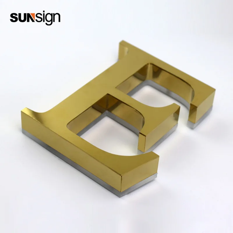 Золотая подсветка знаки из нержавеющей стали буквы канала с белой акриловой