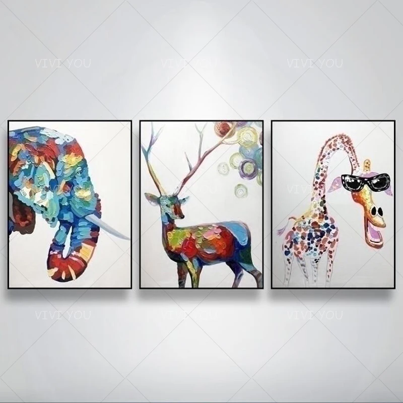 Лучший художественный красочный милый животный белый фон масляная живопись на