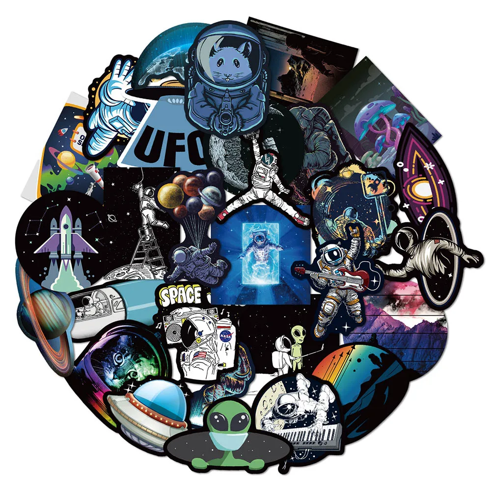 103050pcs outer space astronaut graffiti stickers aesthetic cartoon decals phone laptop guitar car waterproof sticker kid toy free global shipping