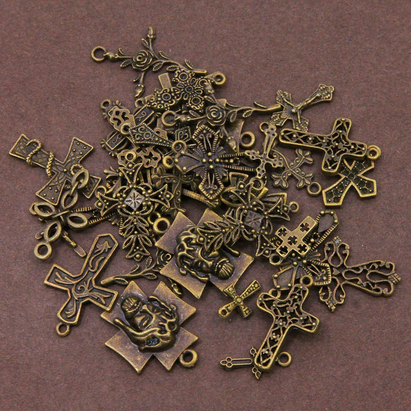 Подвеска в виде Креста Иисуса винтажная из цинкового сплава 50 шт. | Украшения и