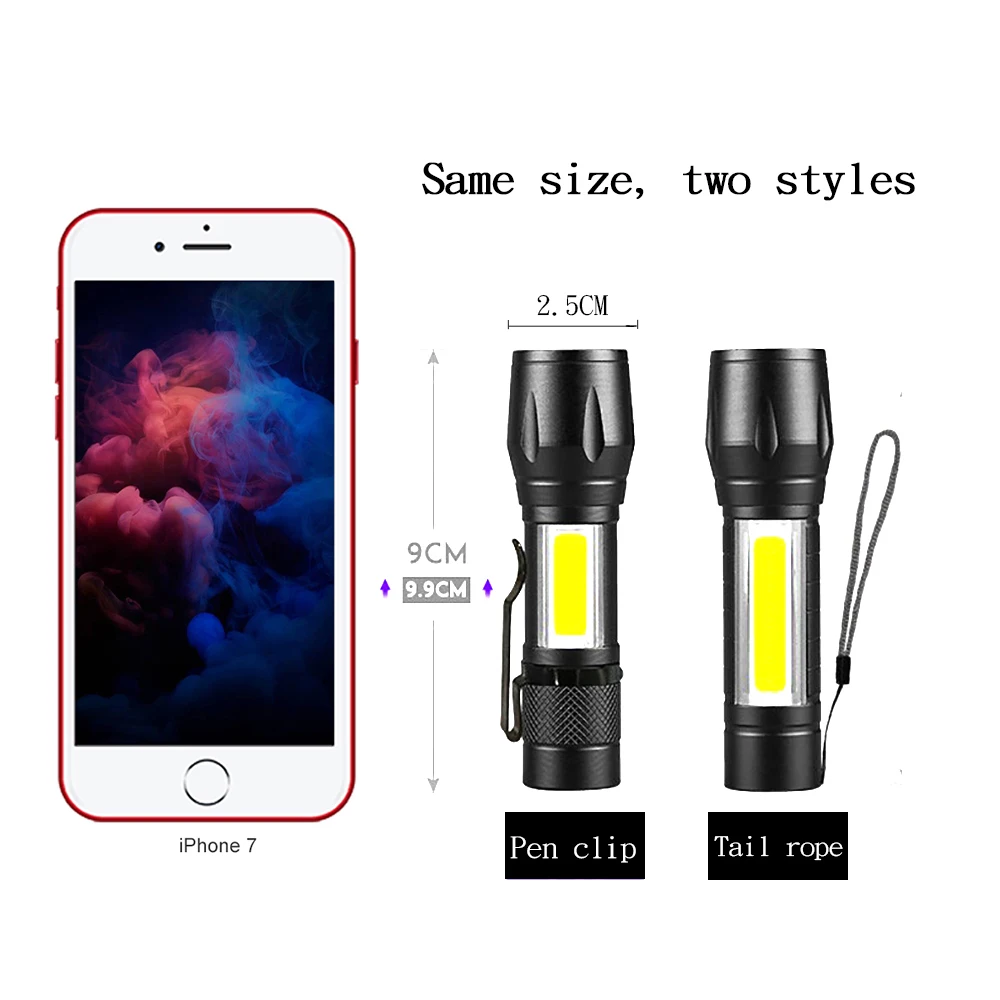 Портативный светодиодный фонарик ZHIYU COB + XPE тактический фонарь с фокусировкой 3