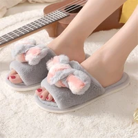 autumn winter cotton slippers indoor cotton shoes fur rabbit home warm thick bottom cat slippers womens slippers cute fluffy