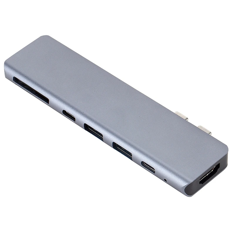 CEA6187 7 в 1 двойной TYPE-C к USB SD Micro LAN VGA HDMI usb-c переходник концентратор Расширение PD зарядная док-станция Rj45 OTG дисплей для Macbook PC - Цвет: CEA6187