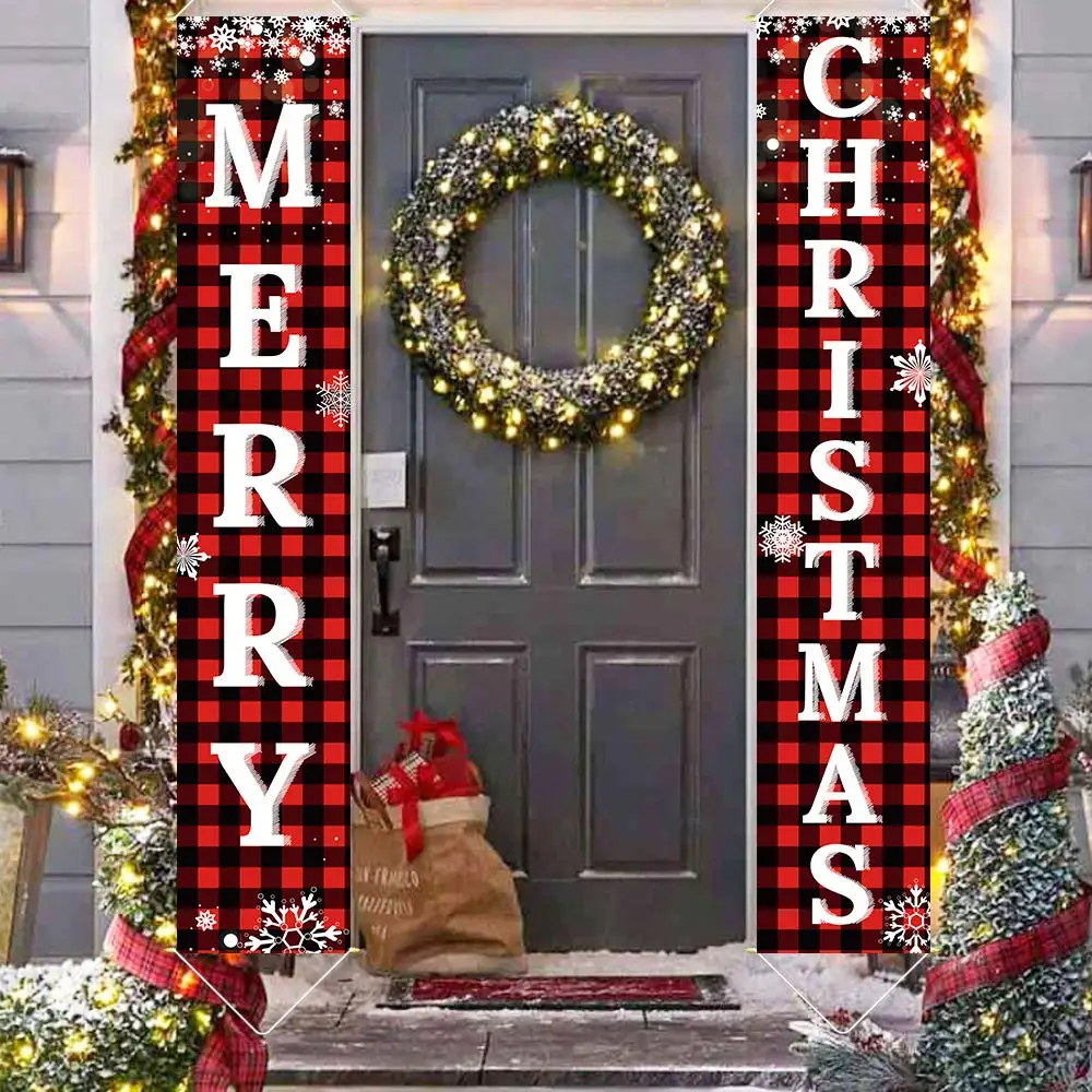 

2022 Christmas Home Porch Door Banner Sign Merry Christmas Door Decor 2021 Xmas Ornament Happy New Year Navidad