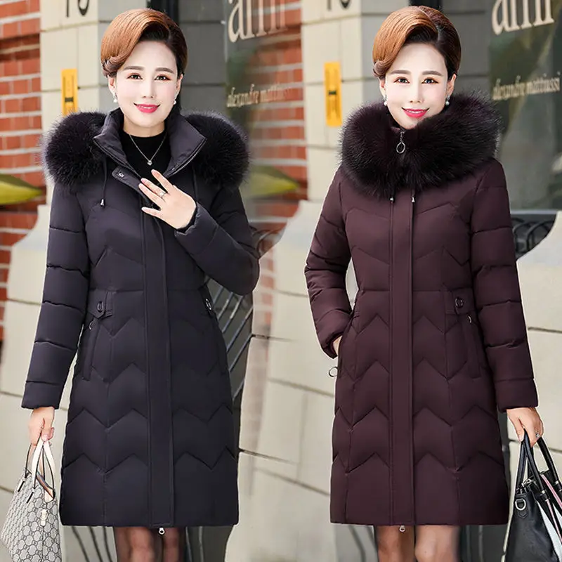 

Парка для женщин среднего возраста, базовые куртки, осенне-зимние пальто с капюшоном, хлопковая зимняя куртка, Женское пальто для матери X660