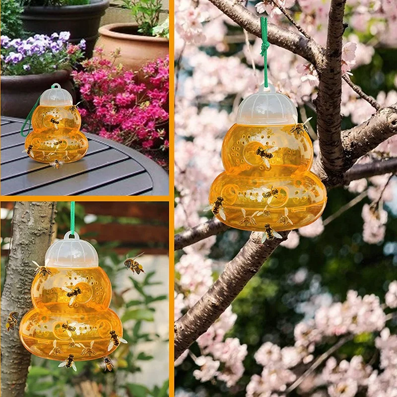 

2 Pack Wasp Trap and Hornet Trap Yellow Jackets Bee Catcher, Reusable Hanging or Tabletop Outdoor Trap