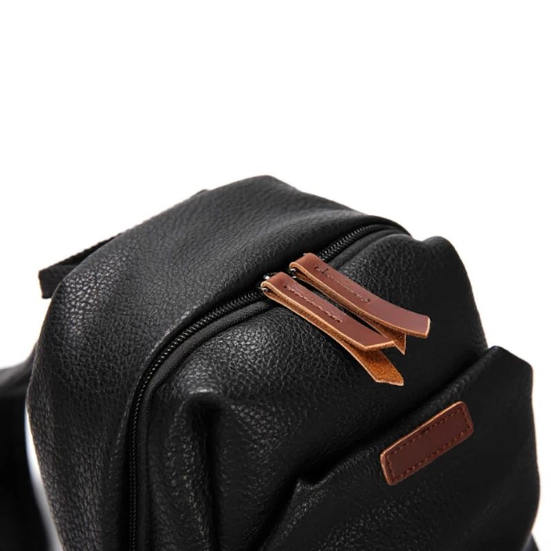

2019 New Style Fashion Hot Zipper Solid Men Leather Chest Sling Packs Shoulder Cross Body Bag Packs Satchel Packs Purse
