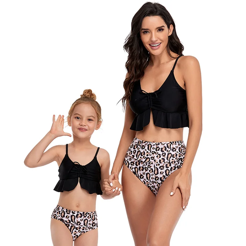 

Family Outfits Mother Daughter Swimwear Ruffle Bathing Suit High Waist Bikinis Set Mom Daughter Swimsuits Mommy And Me Clothes