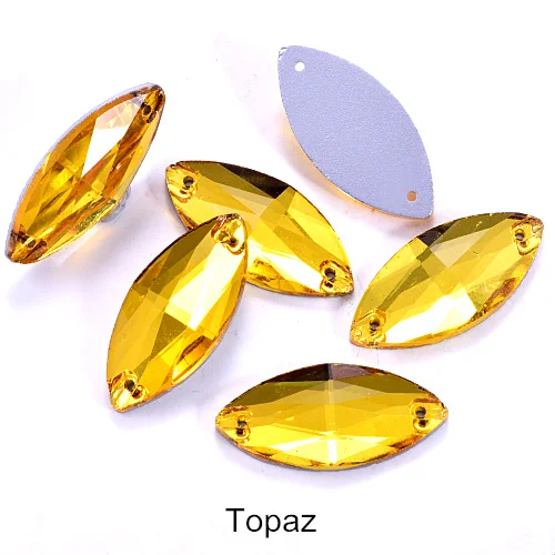 Topaz 5 размеров красочные Наветт стеклянные стразы шьют на Стразы желтый плоский с оборота конский глаз формы пришивные стразы для одежды B0161 - Цвет: Topaz