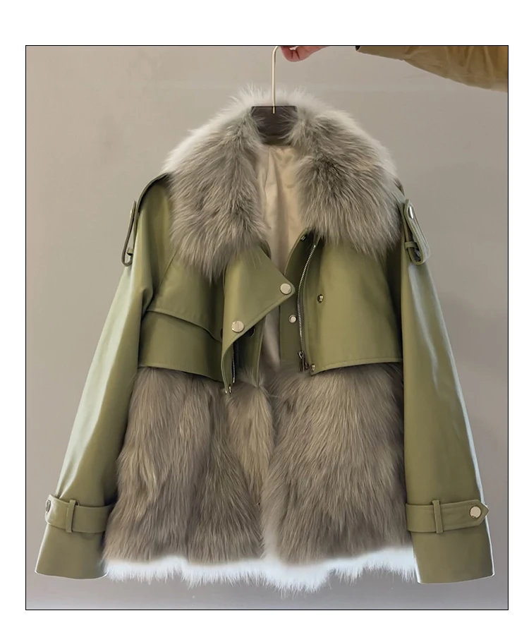 

Женское пальто средней длины, пальто из натурального меха лисы в Корейском стиле, Осень-зима 2021