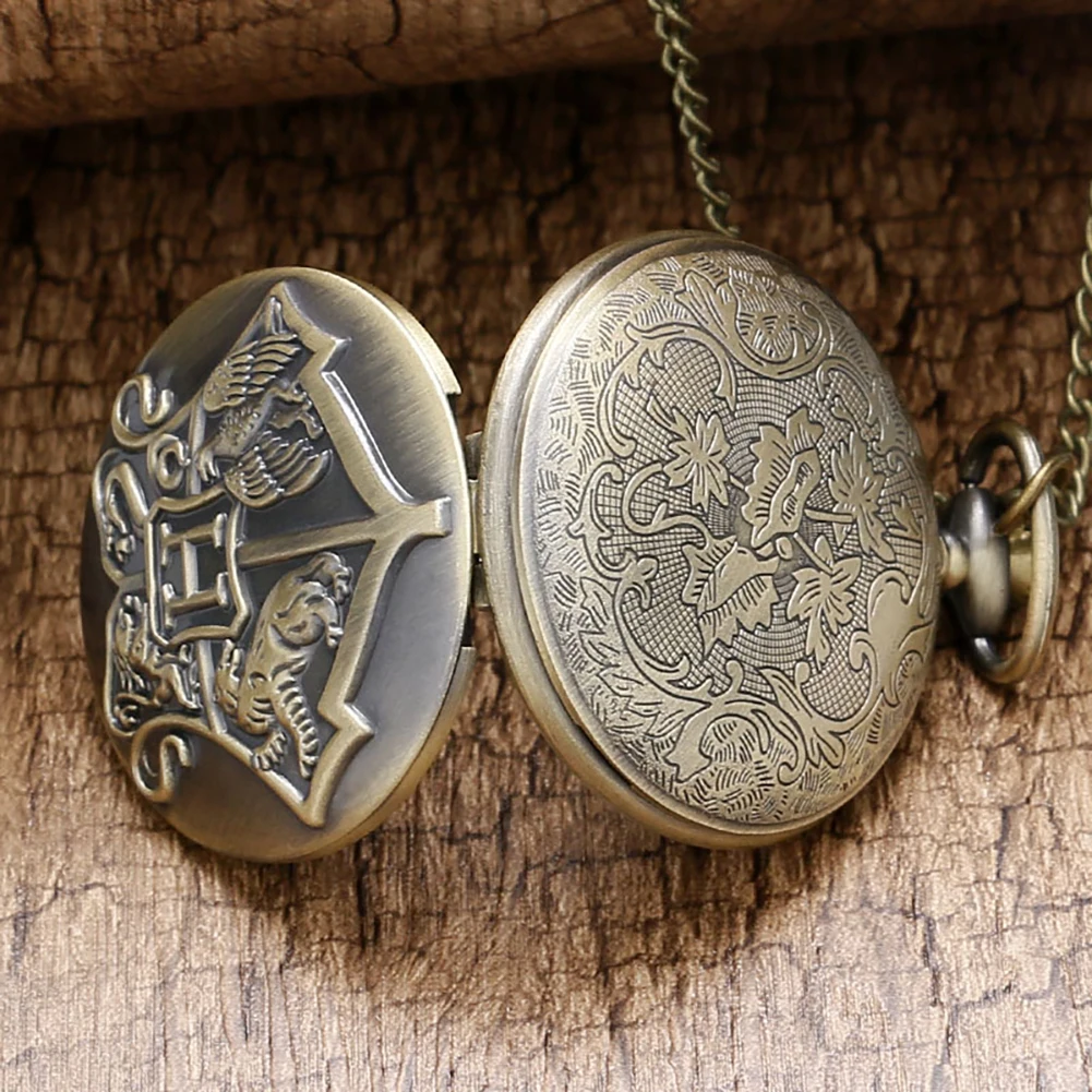 Retro Bronze Quartz Pocket Watch Pendant Necklace Clock 3pcs/Set Gifts Set for Men Women with Box