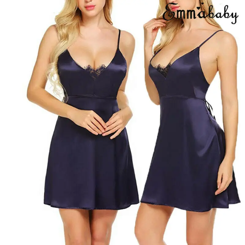 Сексуальное женское шелковое мини платье без рукавов банный халат с v образным