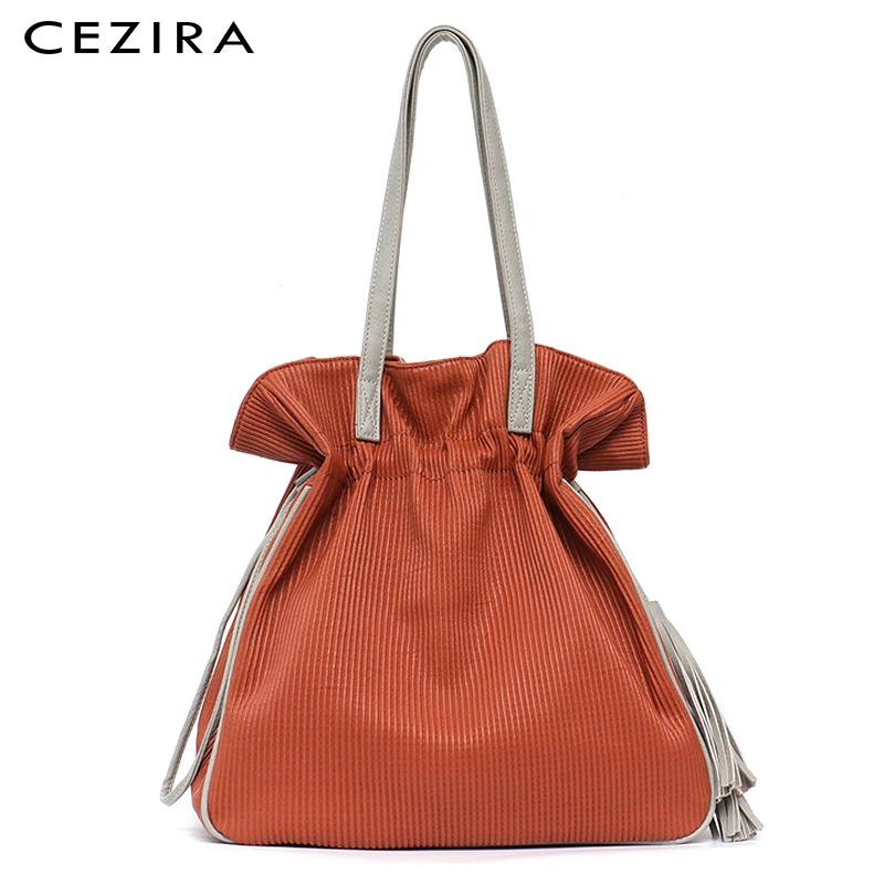 CEZIRA женская сумка хобо из искусственной кожи на шнурке|Сумки с ручками| |