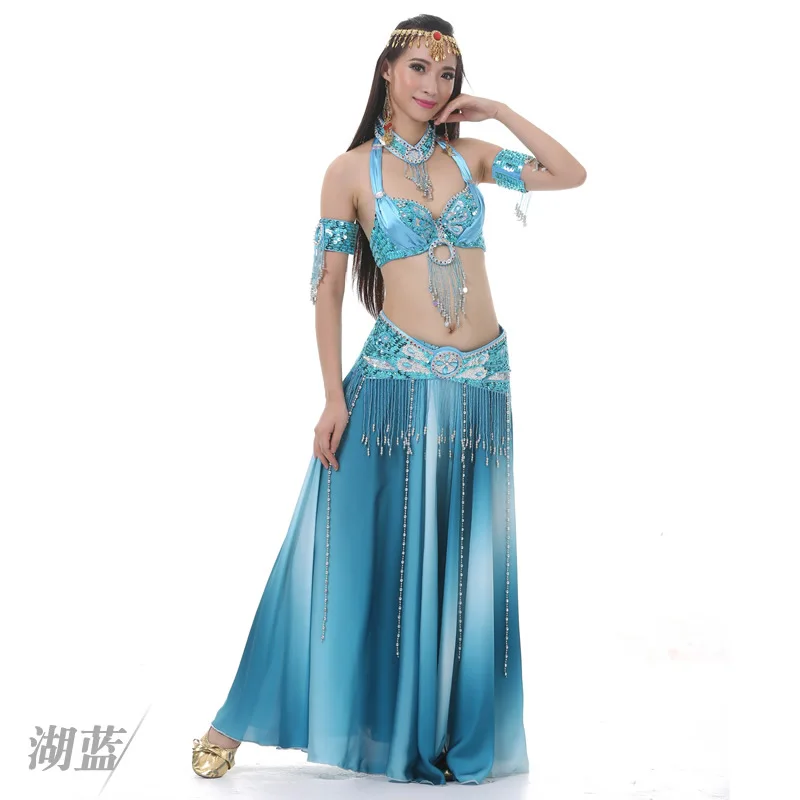 Light blue 6 шт./компл. костюмы для танца живота Восточные Танцевальные Костюмы для танца живота карнавальные танцевальные костюмы#823 - Цвет: Light blue
