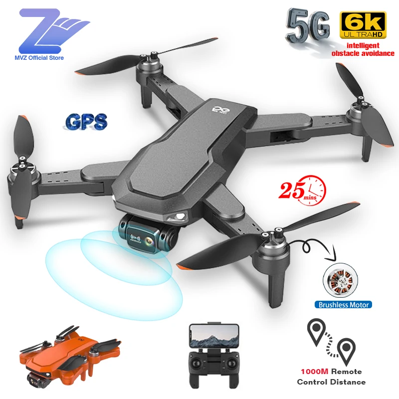 MVZ-Dron con GPS 4K, c&aacute;mara Profesional de evitaci&oacute;n Visual, helic&oacute;ptero, Motor sin escobillas, 25 minutos, 5G, FPV, cuadric&oacute;ptero plegable, distancia de 1000M-0